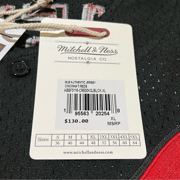 Mitchell & Ness Cincinnati Reds Ken Griffey Jr 2000 Black Jersey Men’s Size XL - Picture 5 of 9